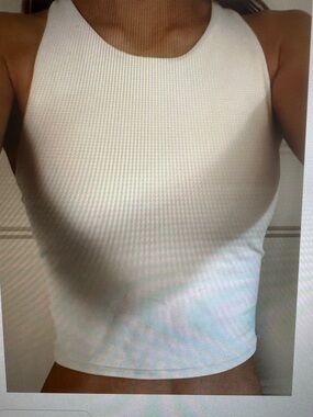 Athleta Girl Long Distance Bra Cropped Tank top Size L/12  white padded